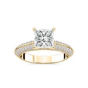 Lila Princess Lab Grown Diamond Pavé Knife Edge Side Stone Engagement Ring