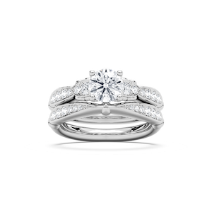 Quincy 1 ⅖ ctw Round Lab Grown Diamond Tapered Beaded Prong Wedding Set