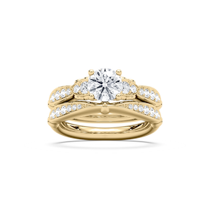 Quincy 1 ⅖ ctw Round Lab Grown Diamond Tapered Beaded Prong Wedding Set