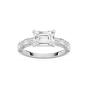 Finley 2 ³⁄₄ ctw Emerald Lab Grown Diamond East West Side Stone Engagement Ring