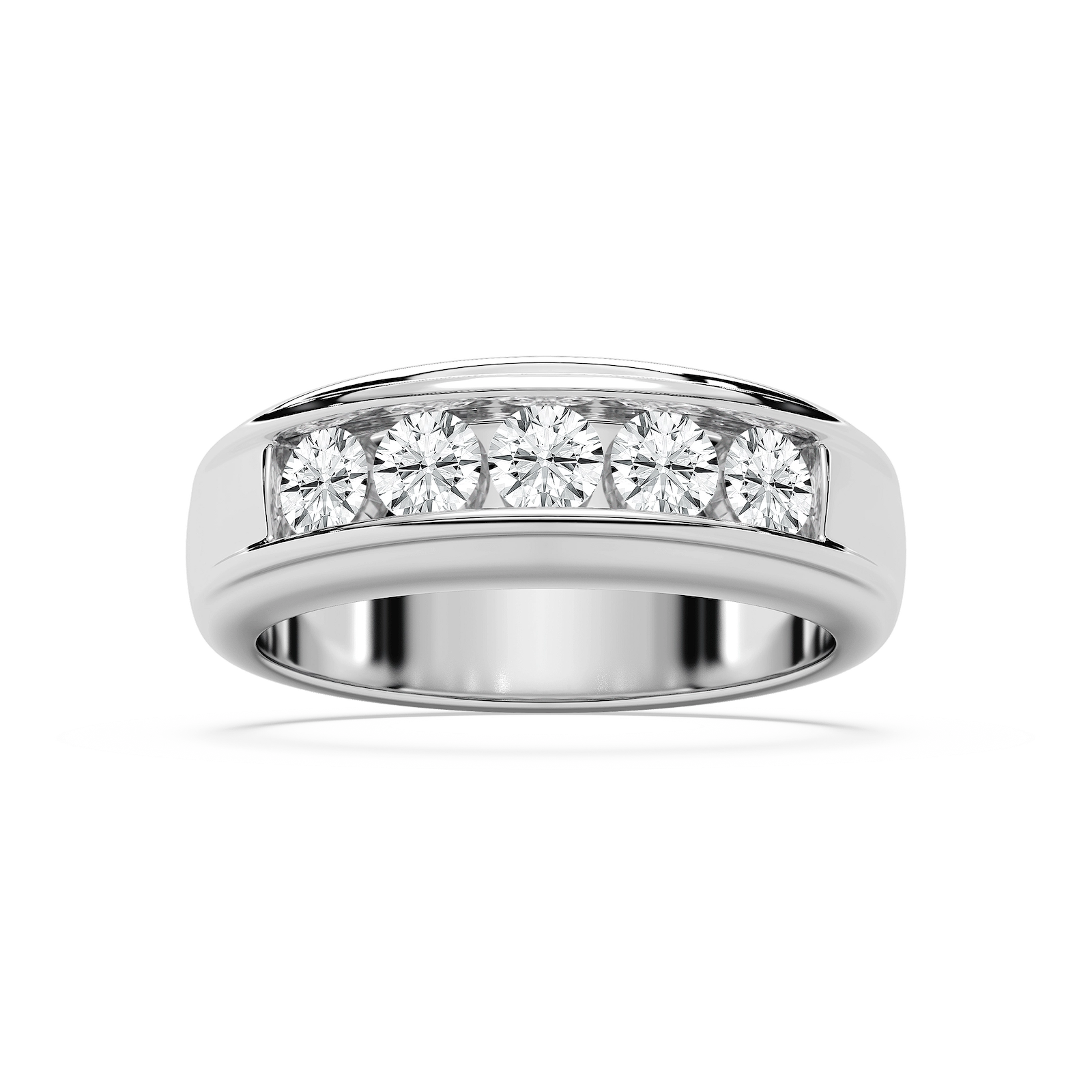 Andrew 1 ⅕ ctw Round Lab Grown Diamond 5.20mm Channel Mens Wedding Band