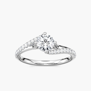 Gianna Round Lab Grown Diamond Split Shank Flame Side Stone Engagement Ring