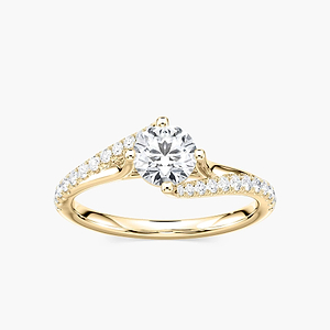 Gianna Round Lab Grown Diamond Split Shank Flame Side Stone Engagement Ring