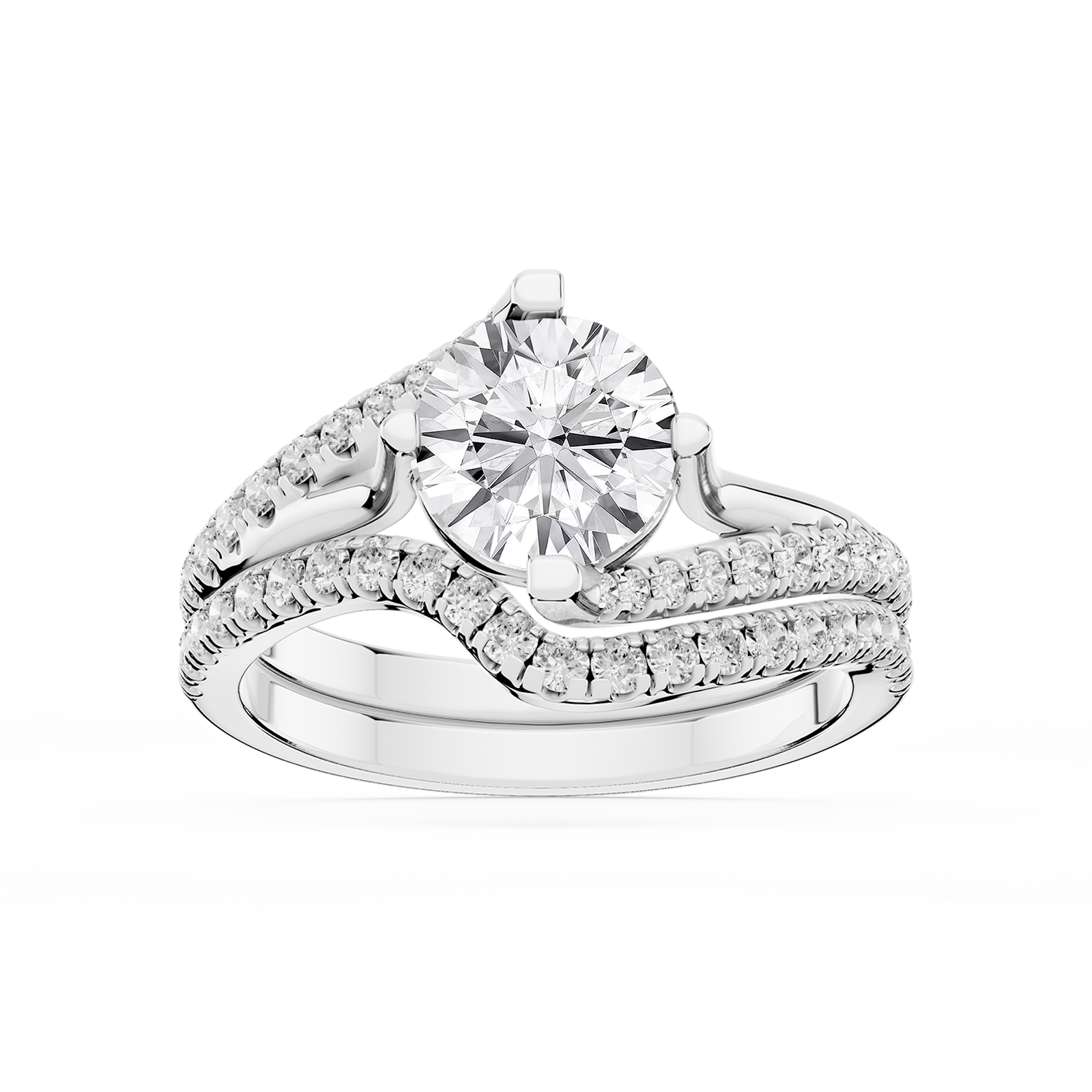 Maelynn Lab Grown Diamond Asymmetrical Split Shank Wedding Set