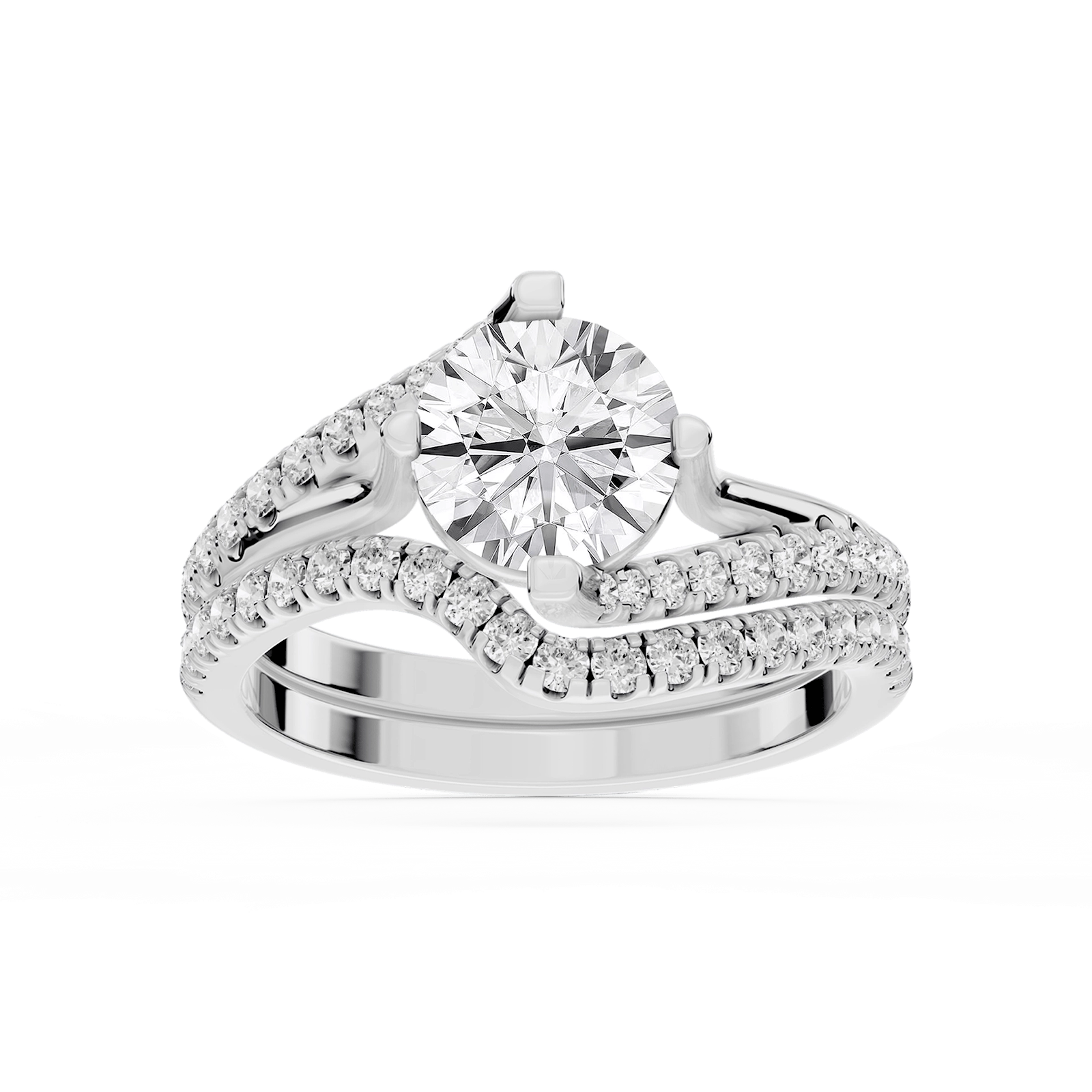 Maelynn Lab Grown Diamond Asymmetrical Split Shank Wedding Set