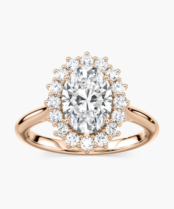 Flora Vintage Engagement Ring in Rose Gold with an Oval Cut Lab Grown Diamond | Miadonna