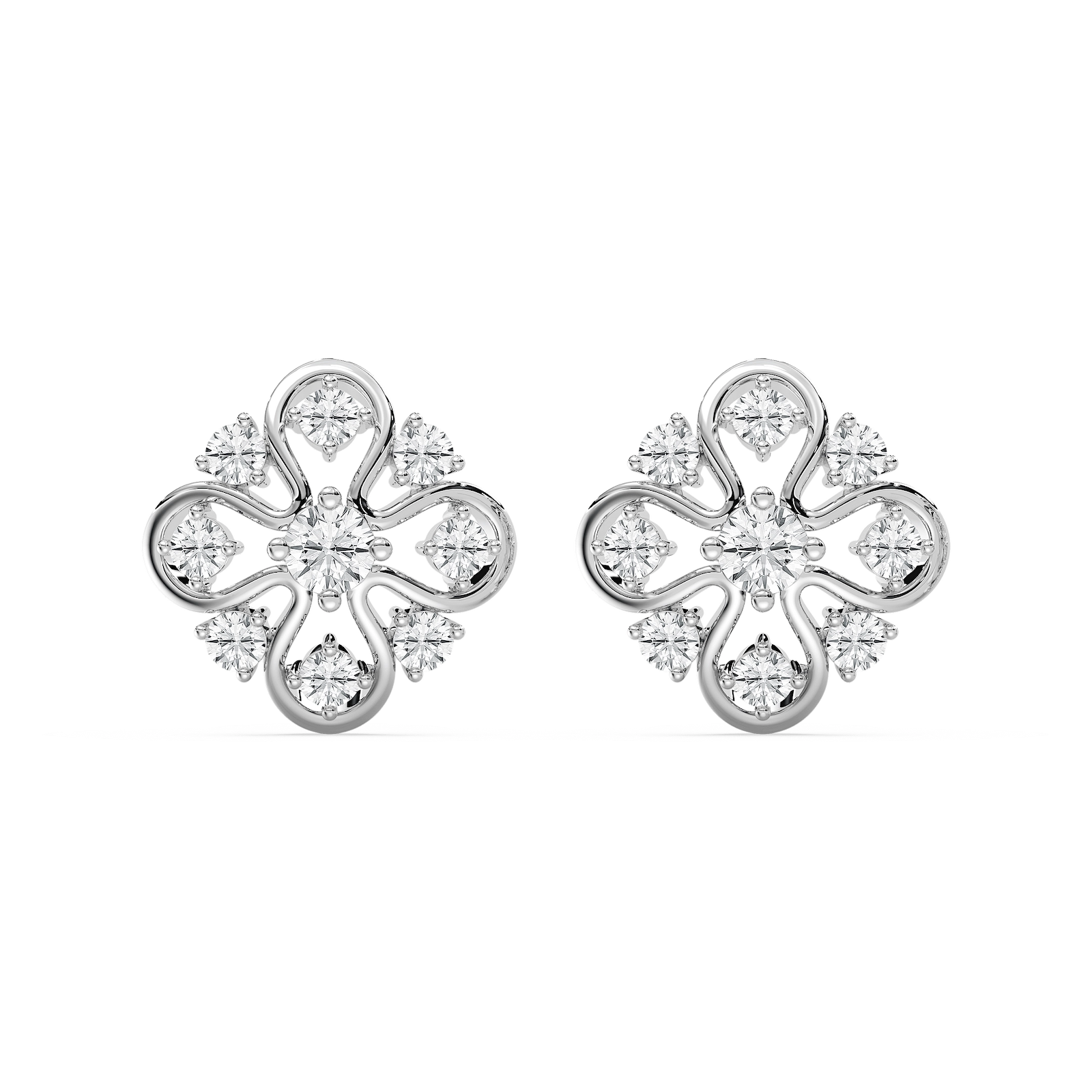 1 ¼ ctw Round Lab Grown Diamond Floral Filigree Stud Earrings