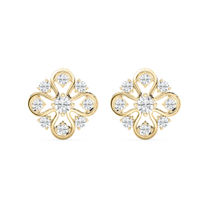 1 ¼ ctw Round Lab Grown Diamond Floral Filigree Stud Earrings