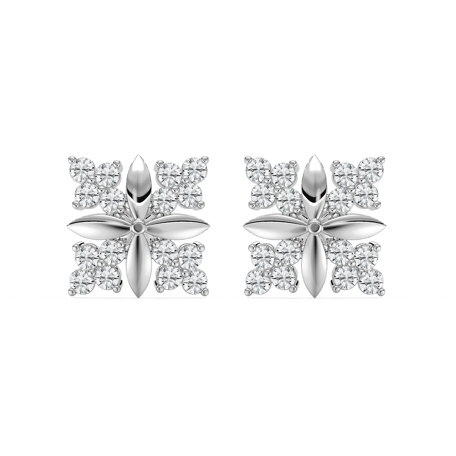 Floral Point Cluster Studs in Rose Gold