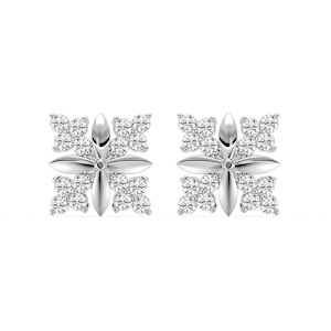 1 ctw Round Lab Grown Diamond Floral Point Cluster Stud Earrings