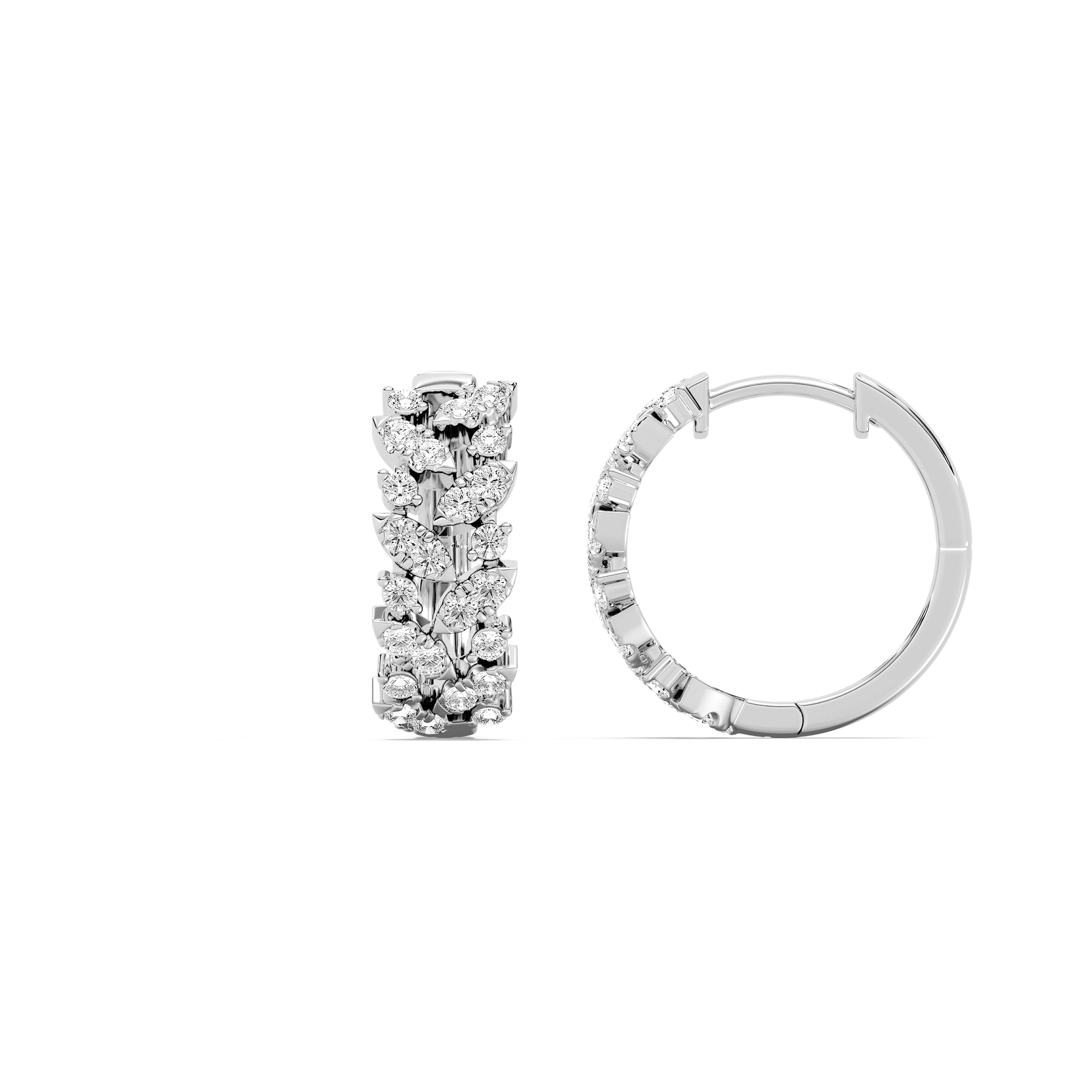 5/8 ctw Round Lab Grown Diamond Floral Vine Hoop Earrings