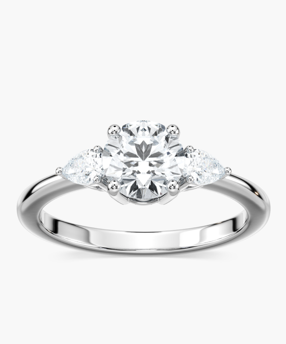 Flourish Three Stone Engagement Ring in White Gold