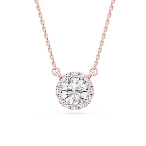 Round Lab Grown Diamond French Halo Pendant   - 18 Inches