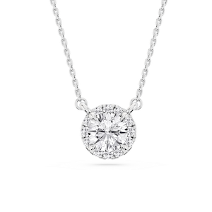 Round Lab Grown Diamond French Halo Pendant   - 18 Inches
