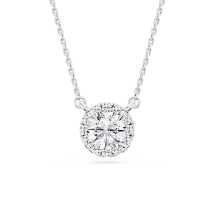 Round Lab Grown Diamond French Halo Pendant   - 18 Inches
