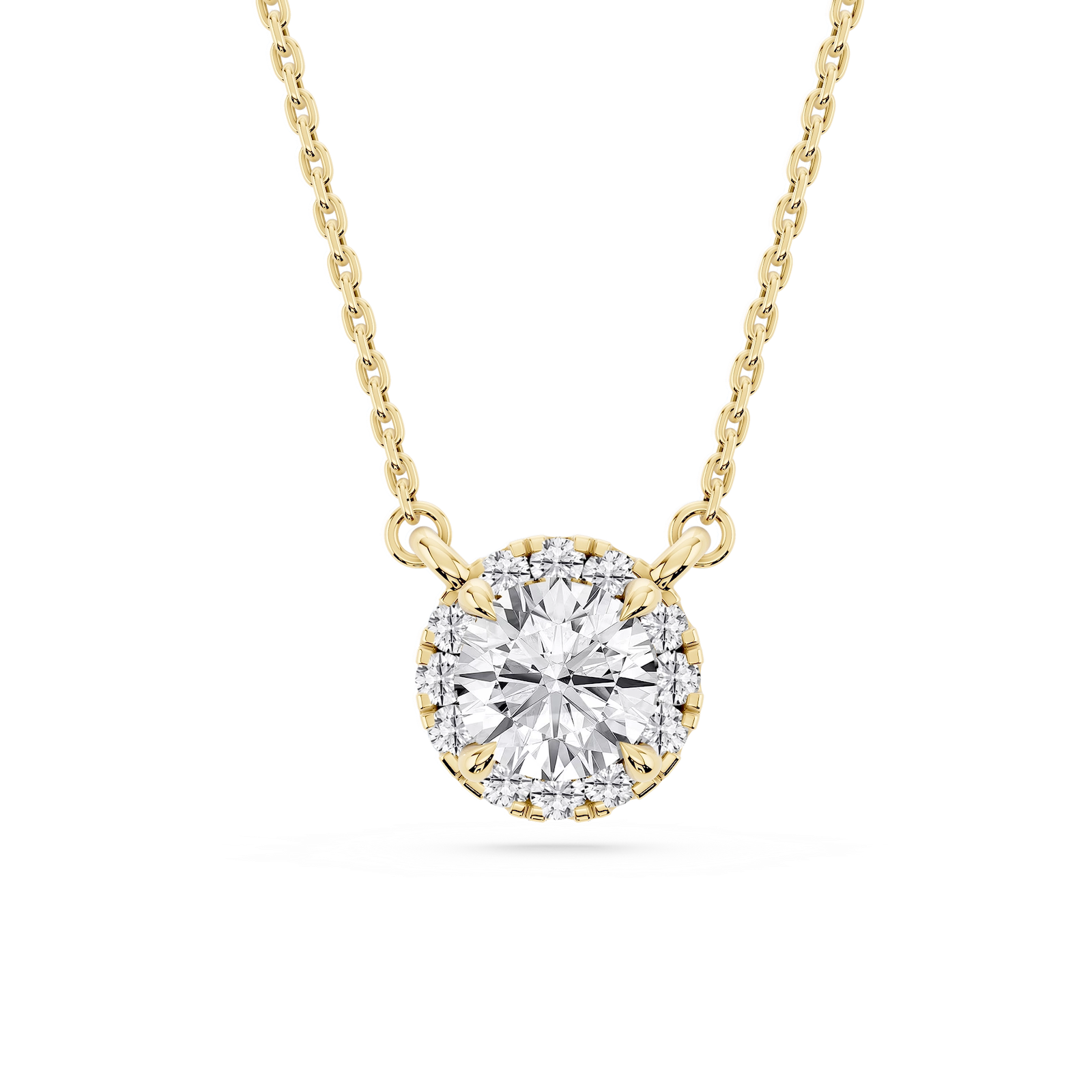 Round Lab Grown Diamond French Halo Pendant   - 18 Inches