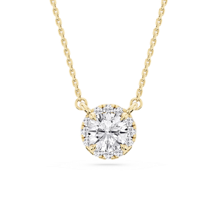 Round Lab Grown Diamond French Halo Pendant   - 18 Inches