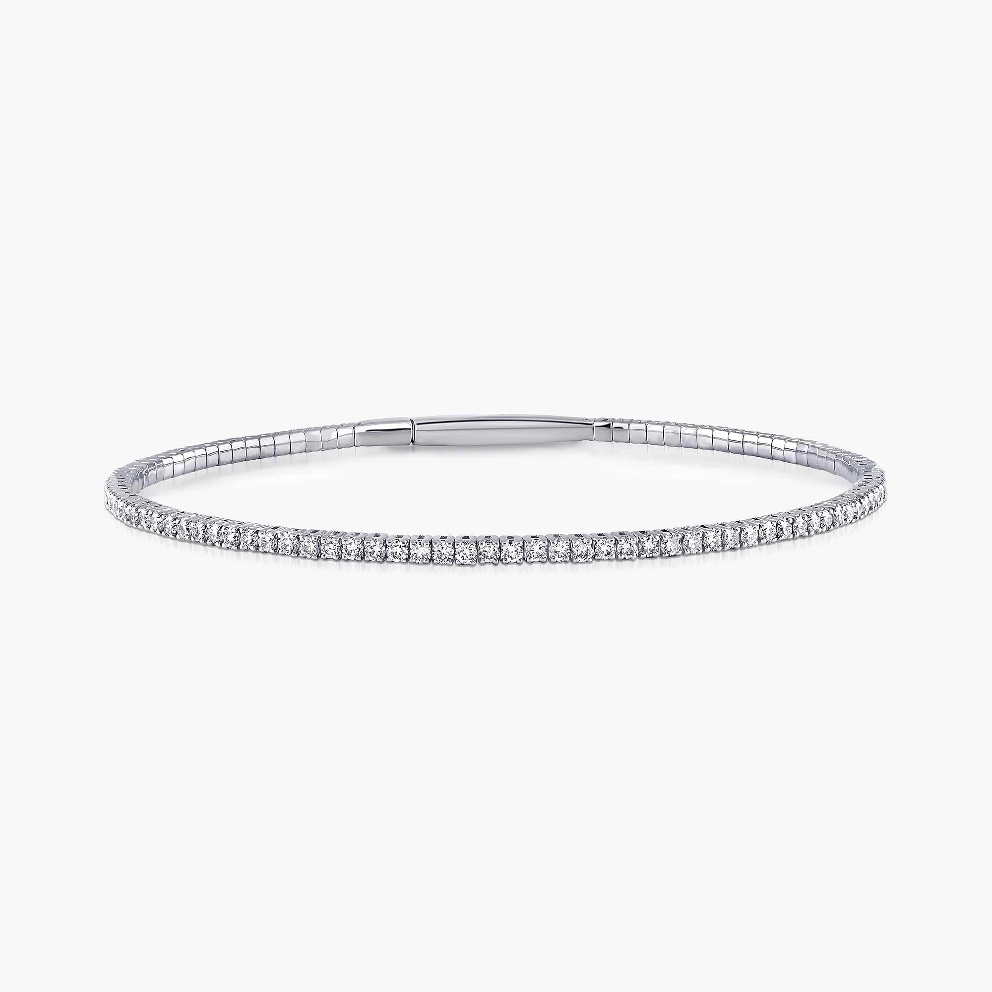 Round Lab Grown Diamond Flexible Tennis Bangle Bracelet  - 7 Inches