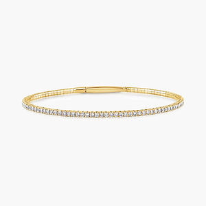 Round Lab Grown Diamond Flexible Tennis Bangle Bracelet  - 7 Inches