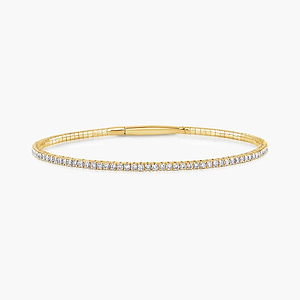 Round Lab Grown Diamond Flexible Tennis Bangle Bracelet  - 7 Inches