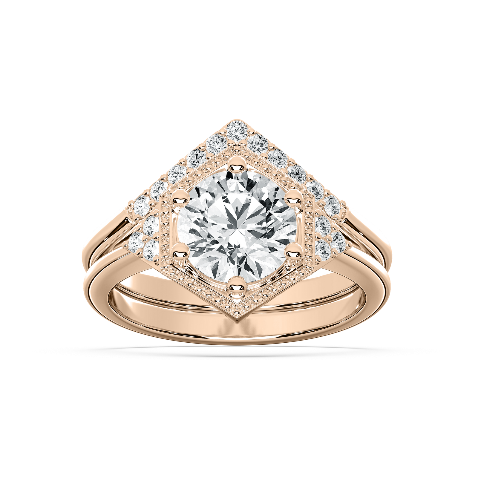 Lexi 2 ¼ ctw Round Lab Grown Diamond Geometric Halo Wedding Set