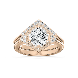 Lexi 2 ¼ ctw Round Lab Grown Diamond Geometric Halo Wedding Set