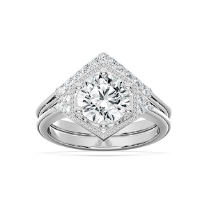 Lexi 2 ¼ ctw Round Lab Grown Diamond Geometric Halo Wedding Set