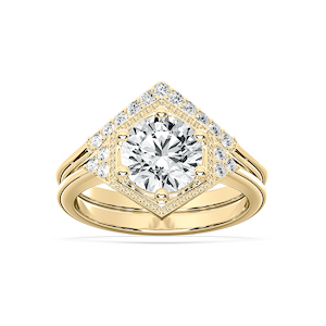 Lexi 2 ¼ ctw Round Lab Grown Diamond Geometric Halo Wedding Set