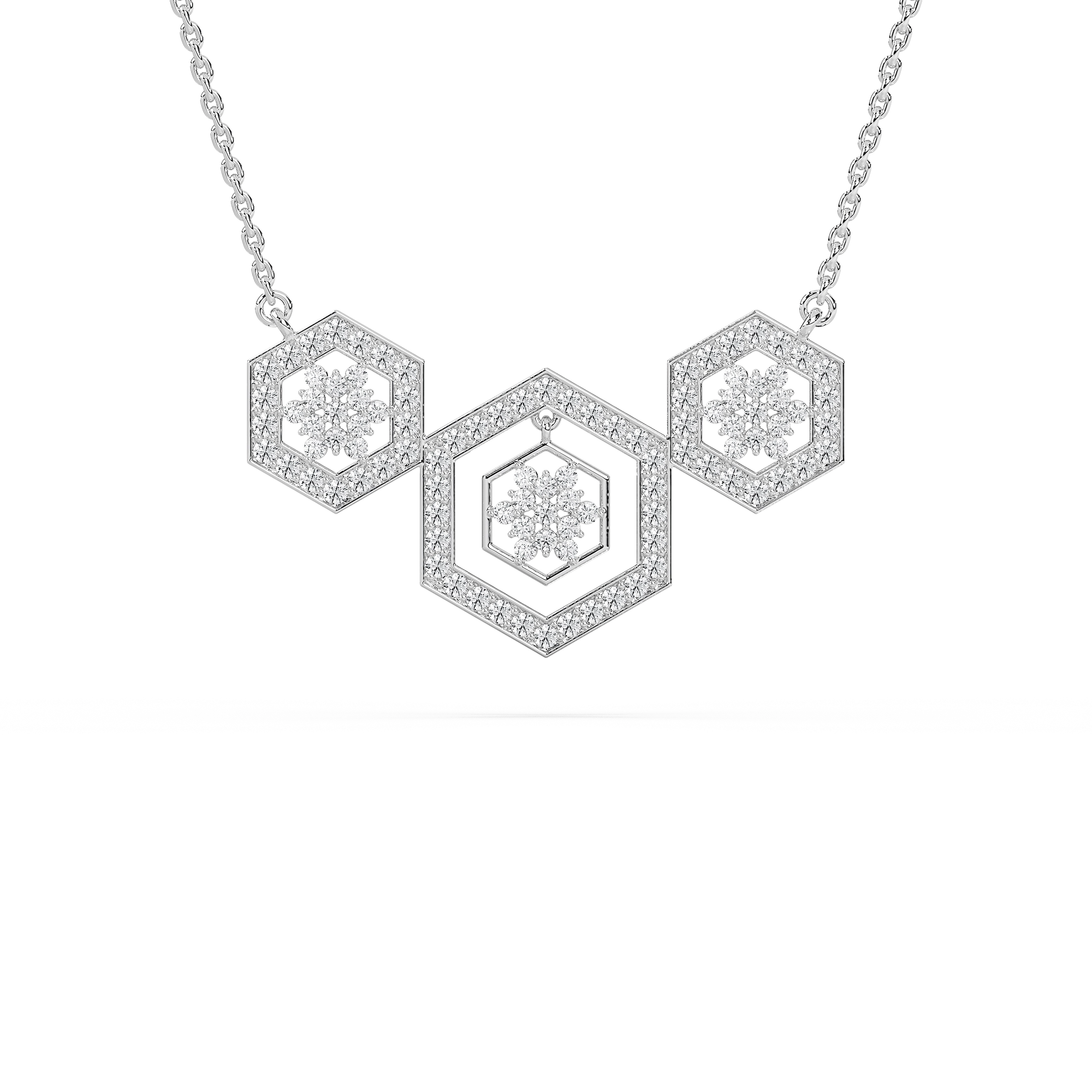 1 ⅙ ctw Round Lab Grown Diamond Geometric Harmony Necklace - 18 Inches