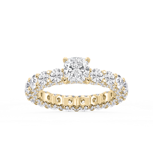 Giselle Cushion Lab Grown Diamond Pave Eternity Hidden Halo Engagement Ring