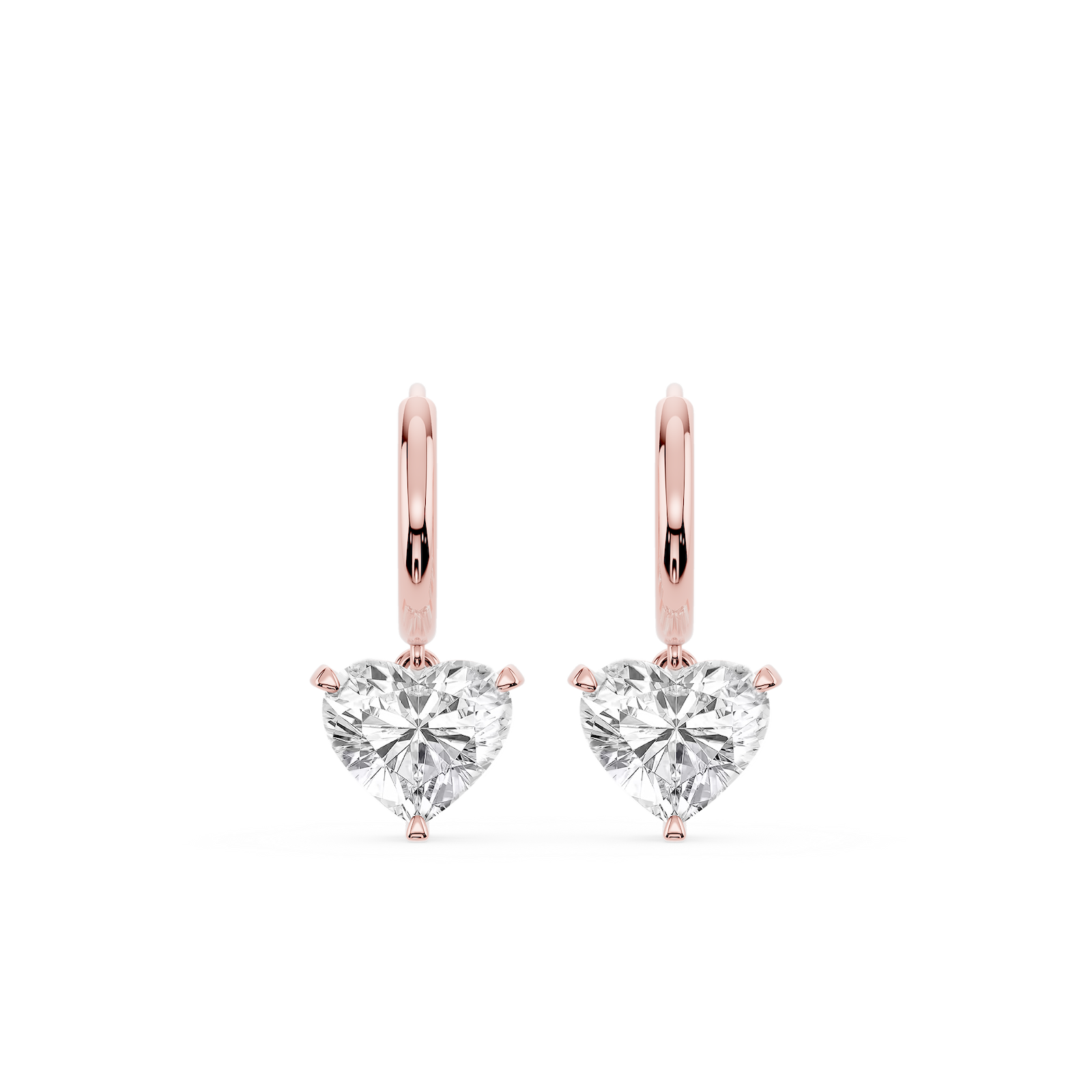 4 ctw Heart Lab Grown Diamond Solitaire Drop Huggie Hoop Earrings