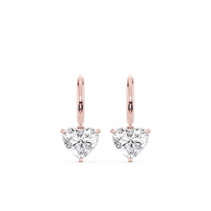 4 ctw Heart Lab Grown Diamond Solitaire Drop Huggie Hoop Earrings