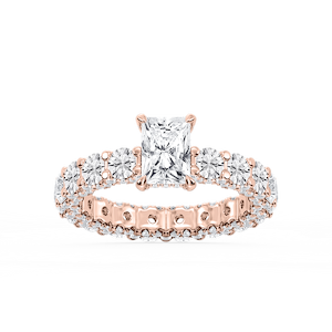Giselle Radiant Lab Grown Diamond Pave Eternity Hidden Halo Engagement Ring