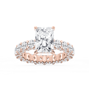 Giselle Radiant Lab Grown Diamond Pave Eternity Hidden Halo Engagement Ring