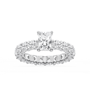 Giselle Radiant Lab Grown Diamond Pave Eternity Hidden Halo Engagement Ring