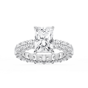 Giselle Radiant Lab Grown Diamond Pave Eternity Hidden Halo Engagement Ring