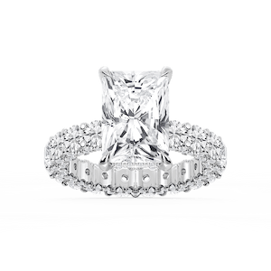 Giselle Radiant Lab Grown Diamond Pave Eternity Hidden Halo Engagement Ring