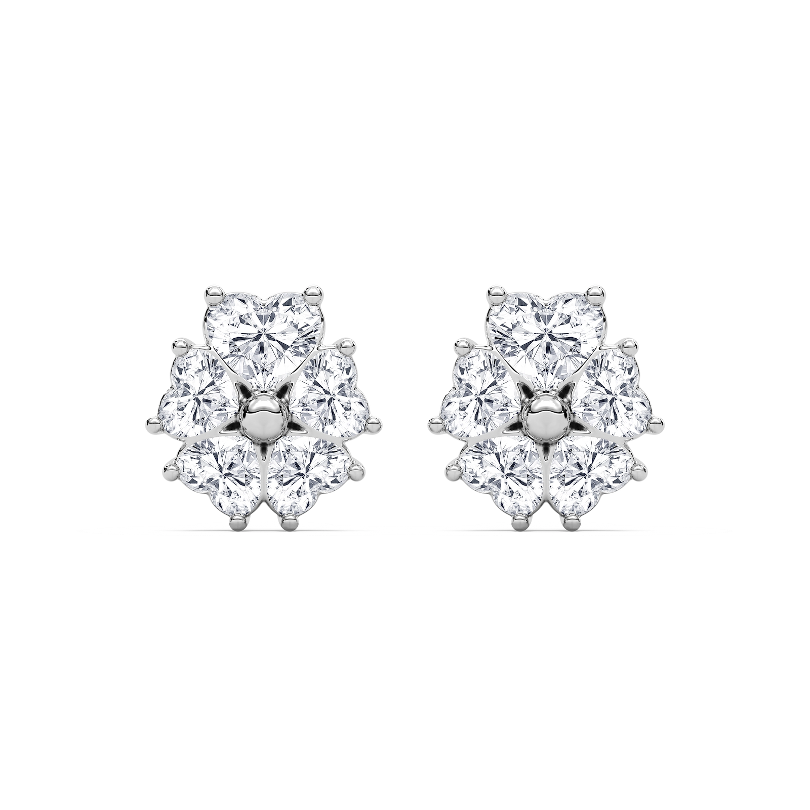 Gold Point Lucky Heart Stud Earrings in 14K Rose Gold