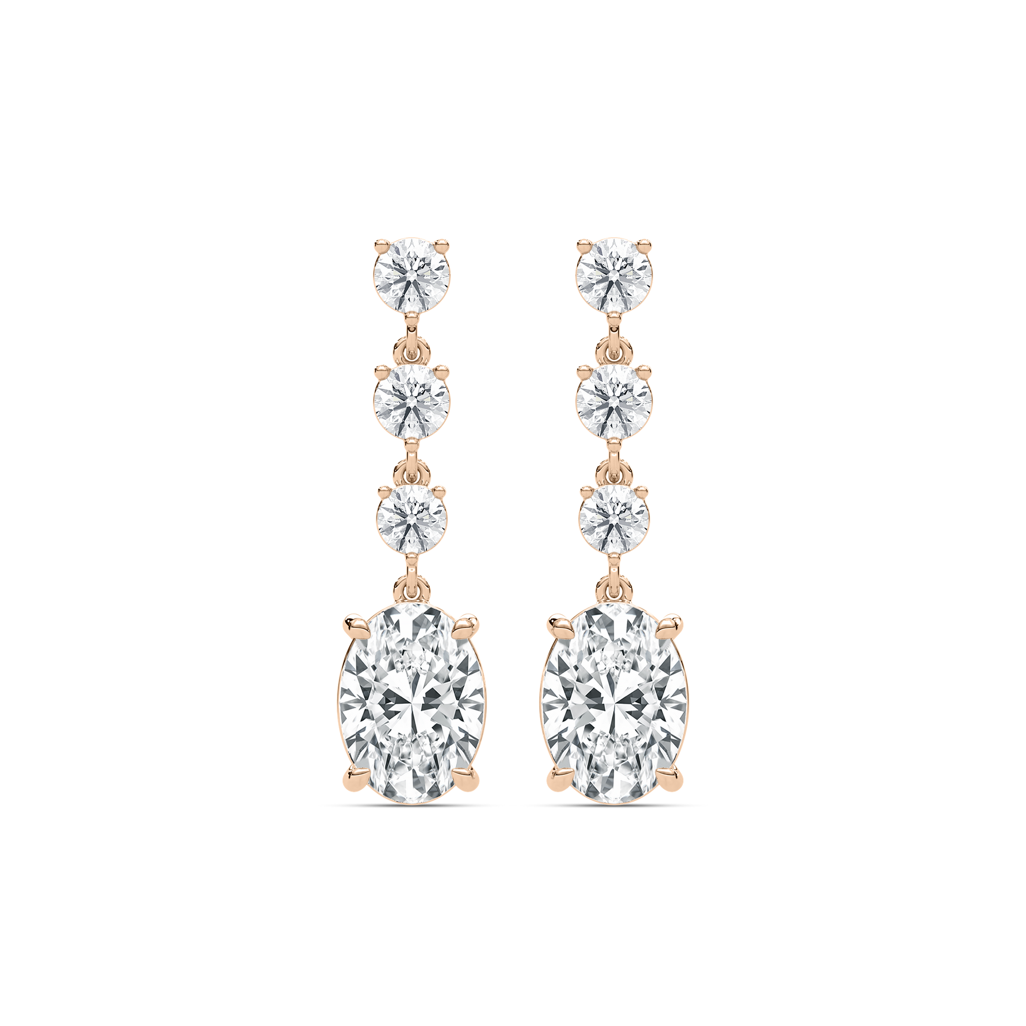 5 ⅛ ctw Oval and Round Lab Grown Diamond Dangle Earrings