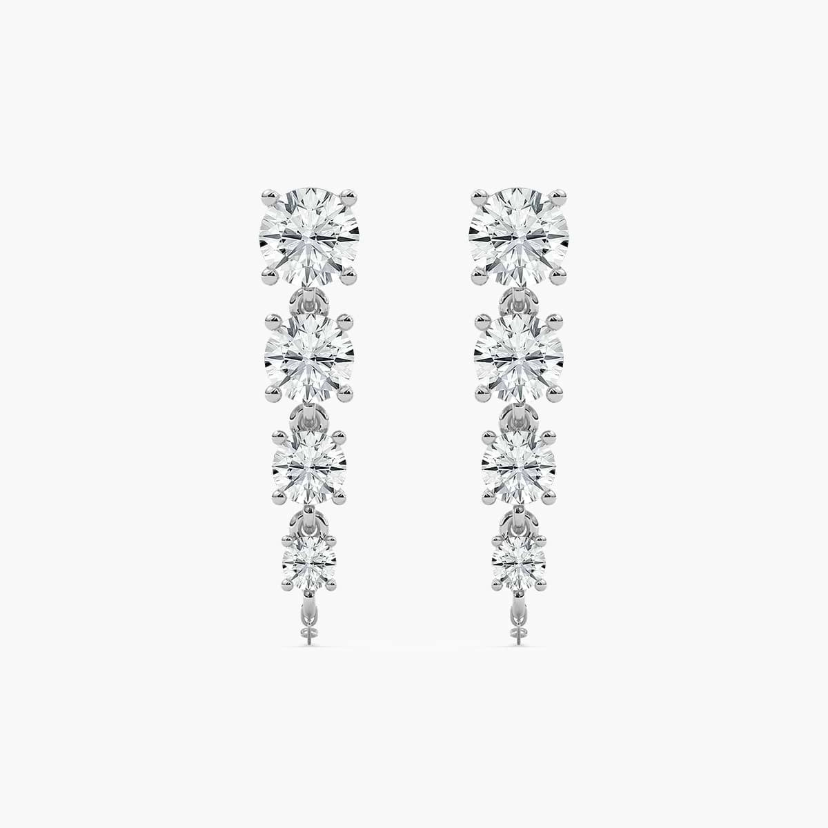 1 ctw Round Lab Grown Diamond Graduated Dangle Earrings
