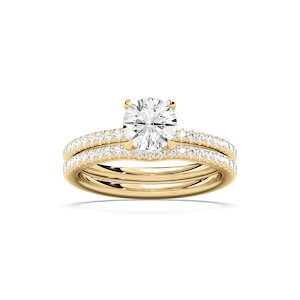 Mackenzie 1 ⅜ ctw Round Lab Grown Diamond Fishtail Pave Wedding Set