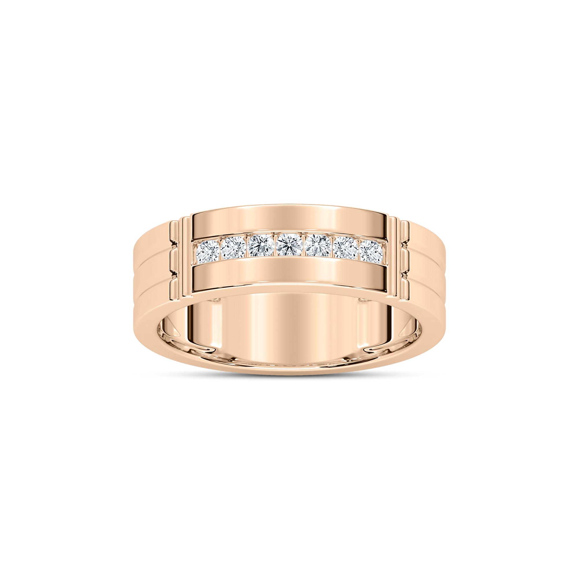 Robbie 1/5 ctw Round Lab Grown Diamond 6.10mm Grooved Channel Mens Wedding Band