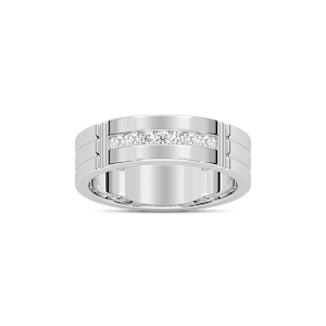 Robbie 1/5 ctw Round Lab Grown Diamond 6.10mm Grooved Channel Mens Wedding Band