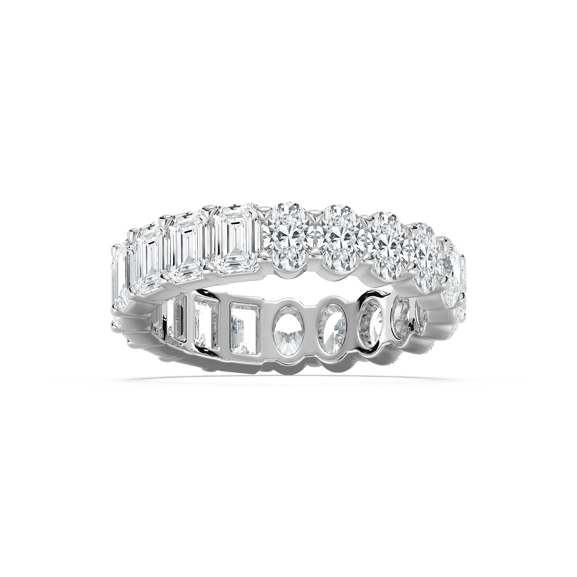 Half Emerald Half Oval Eternity Ring in Rose Gold