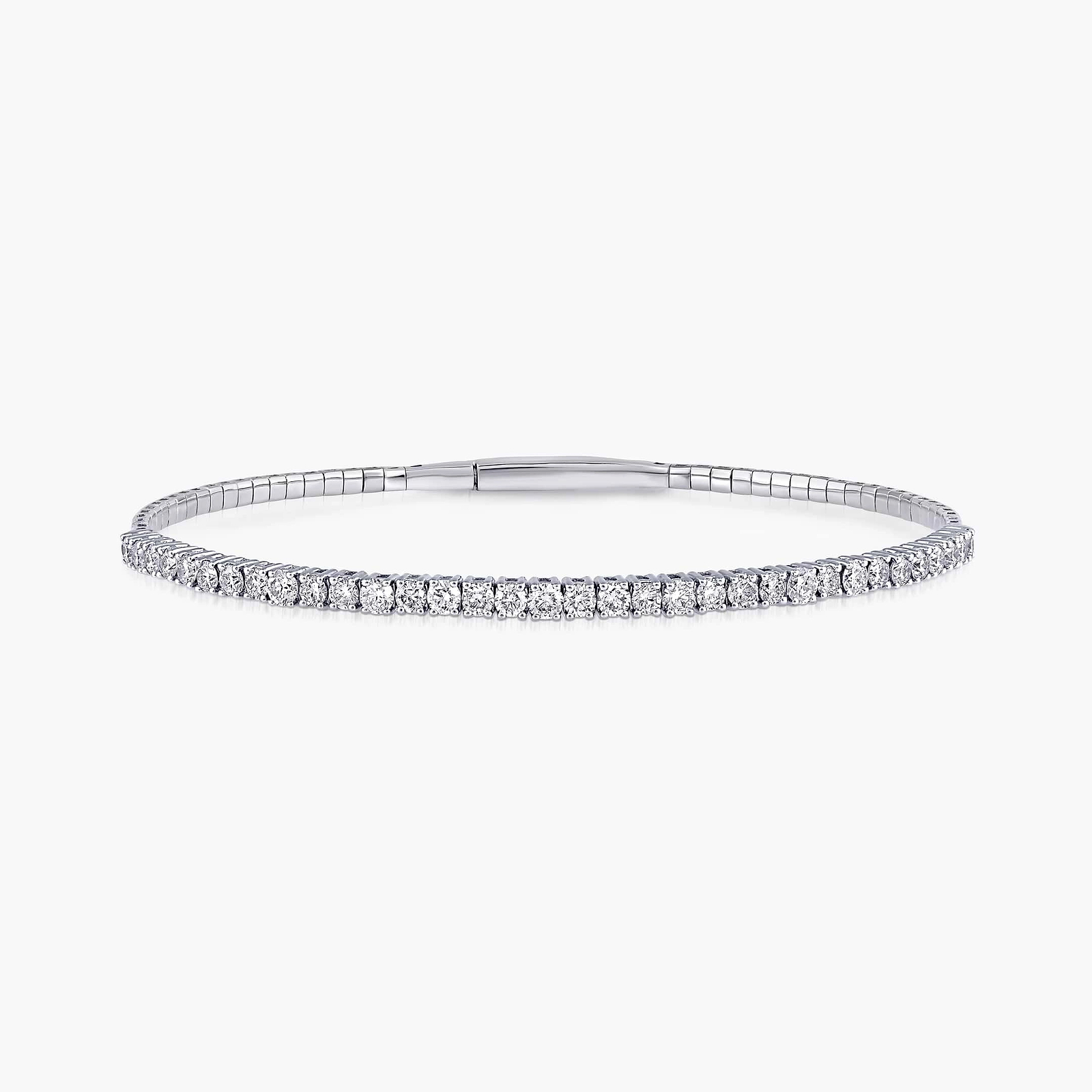 Round Lab Grown Diamond Flexible Bangle Bracelet  - 7 Inches