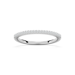 Half Round Stackable Band with 0.13ctw Lab-Grown Diamonds in 10K White Gold