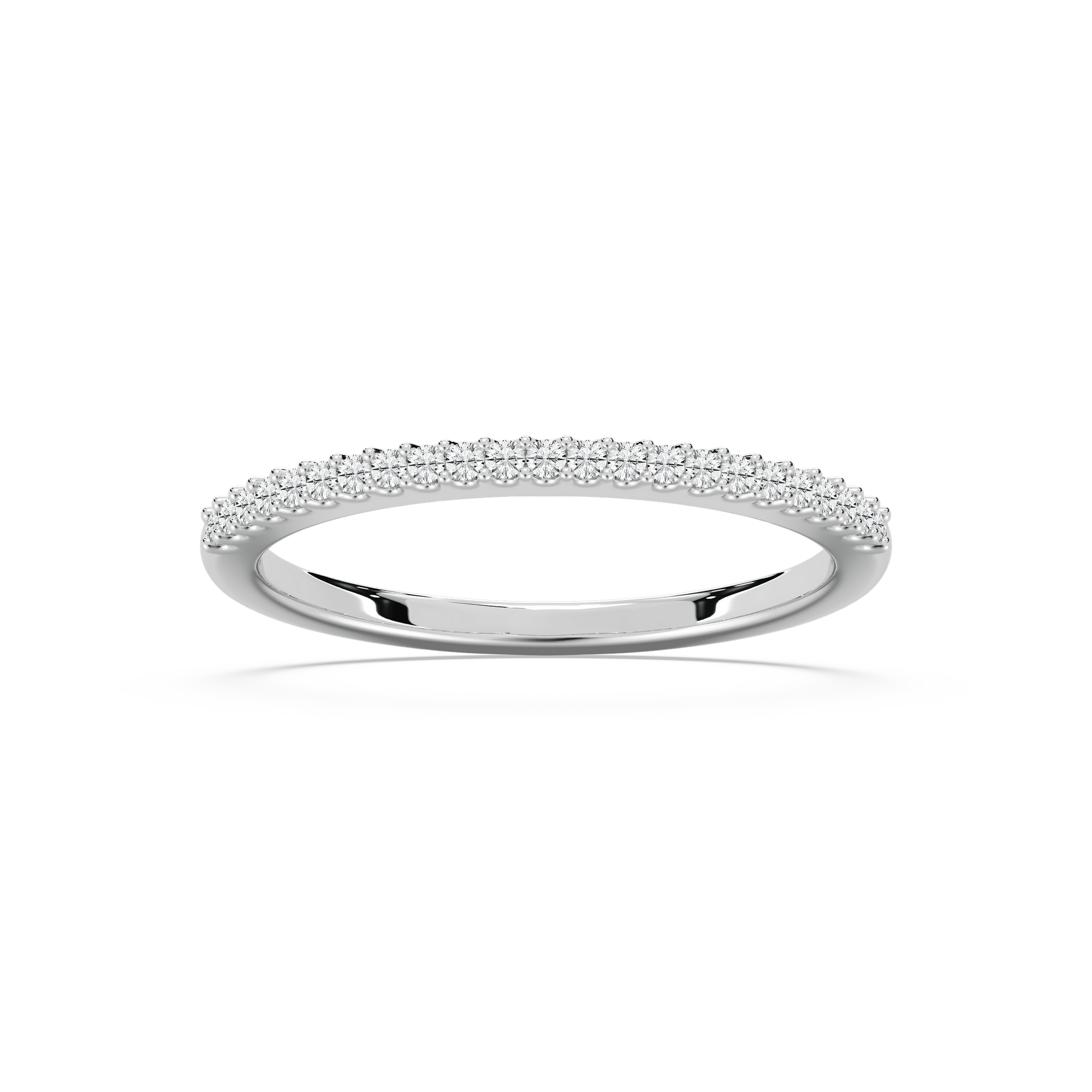 Half Round Stackable Band with 0.13ctw Lab-Grown Diamonds in 14K White Gold