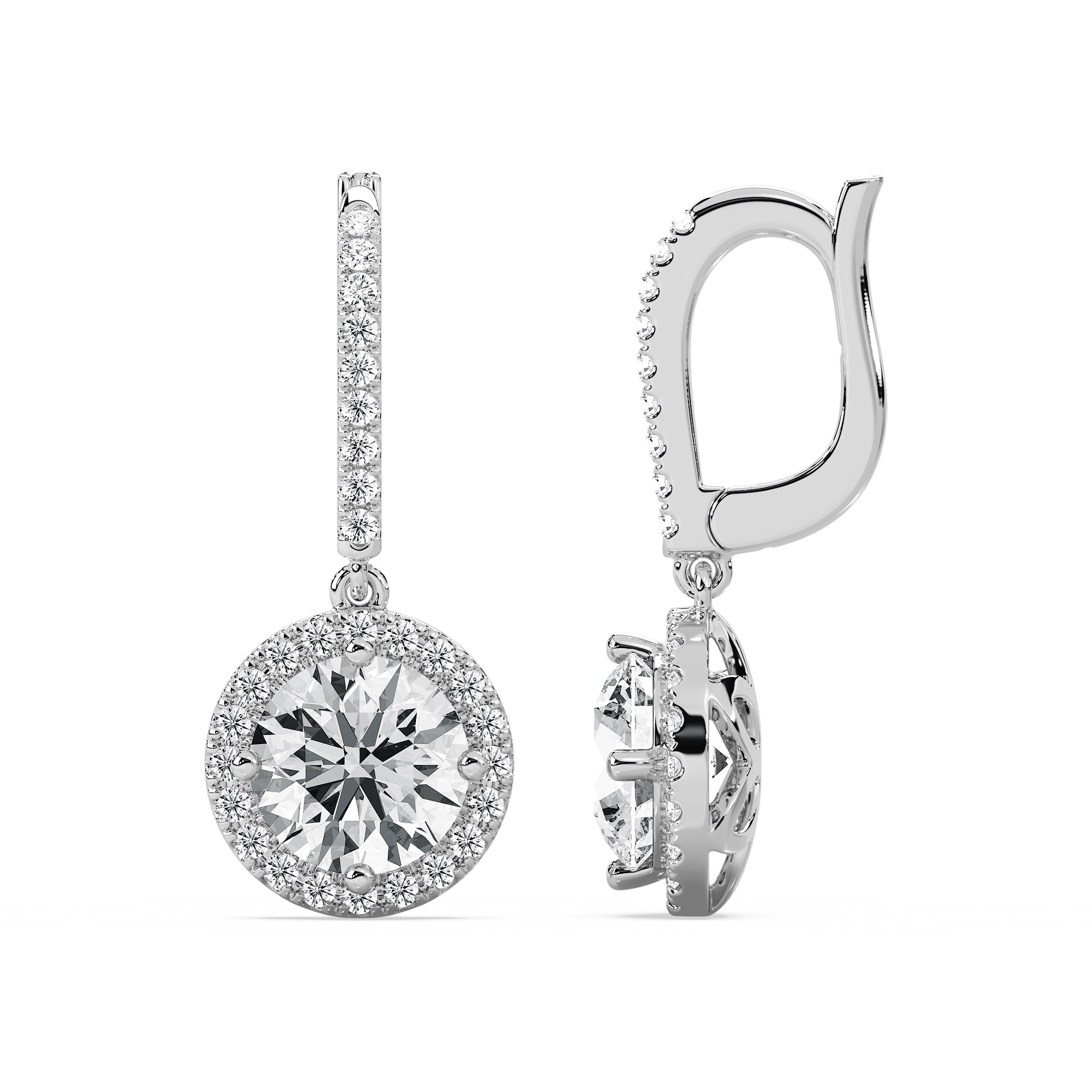 3 ¹⁄₂ ctw Round Lab Grown Diamond Halo Drop Earrings