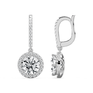 3 ¹⁄₂ ctw Round Lab Grown Diamond Halo Drop Earrings