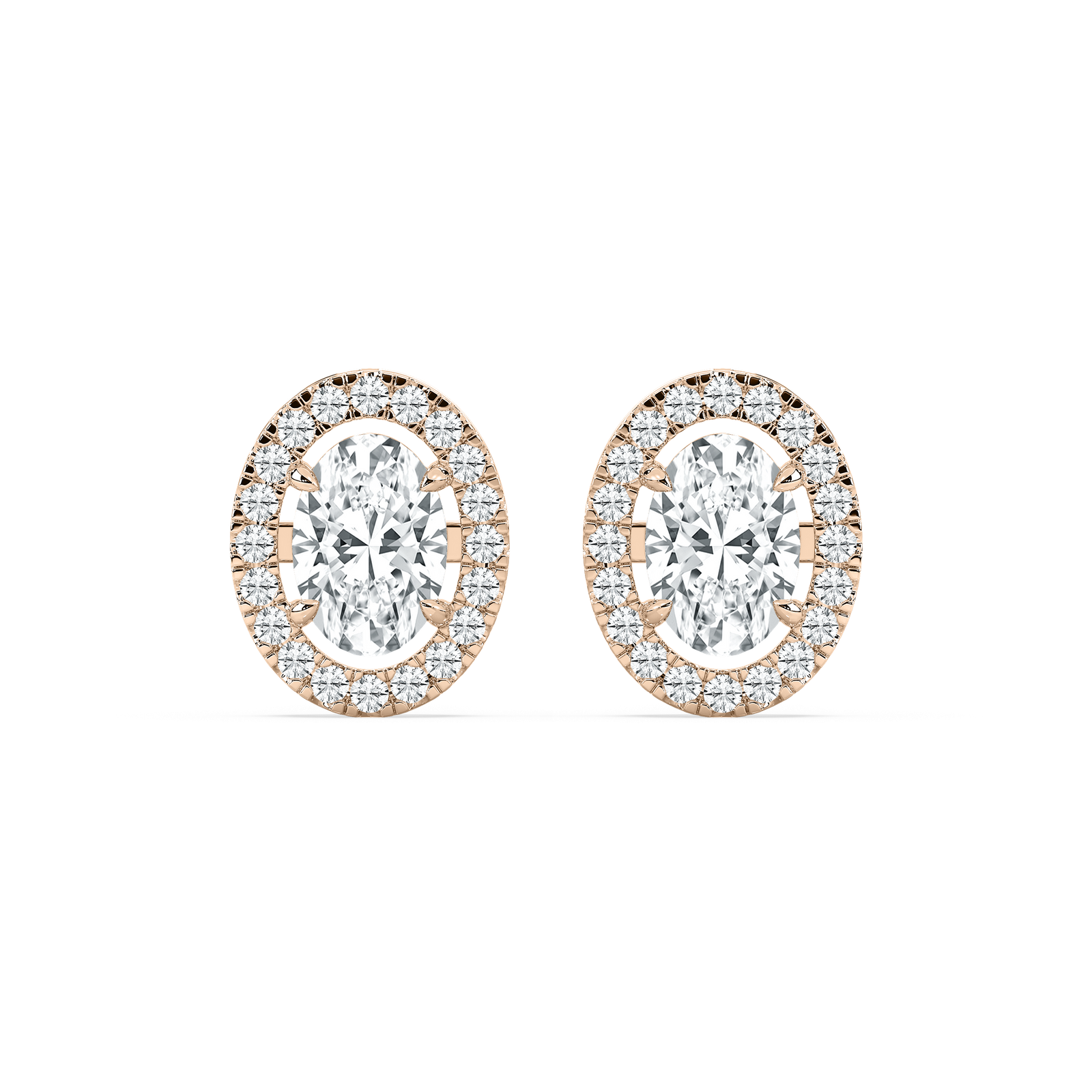 Oval Halo Diamond Earrings